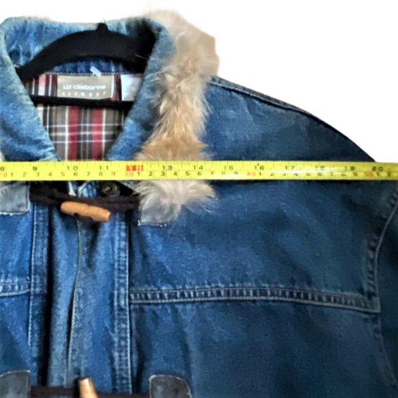 Vintage Liz Claiborne Liz Wear Women's Denim Toggle Closure Flannel Lined Jacket - Picture 12 of 16